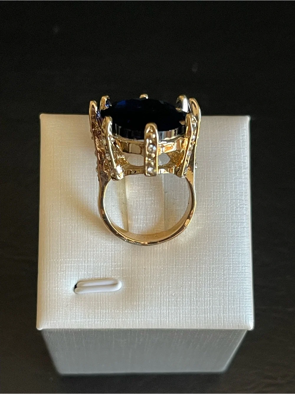 Deep Blue Oval Statement Ring.